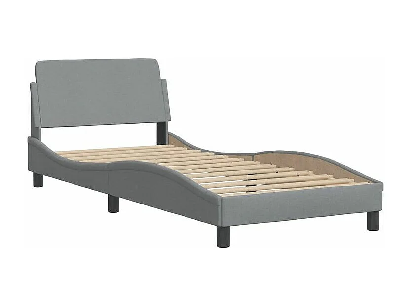 Lit avec matelas gris clair 90x190 tissu