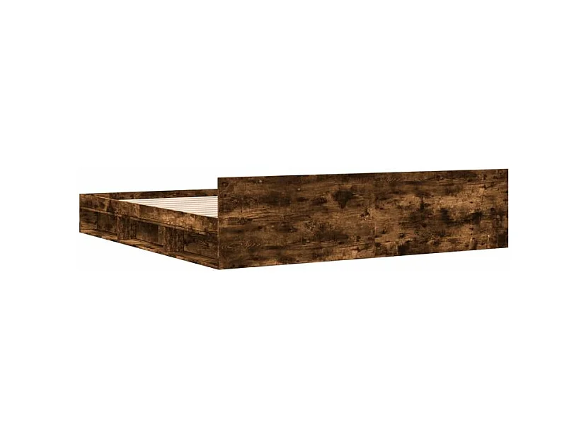 Cadre de lit à tiroirs chêne fumé 180x200 bois d'ingénierie