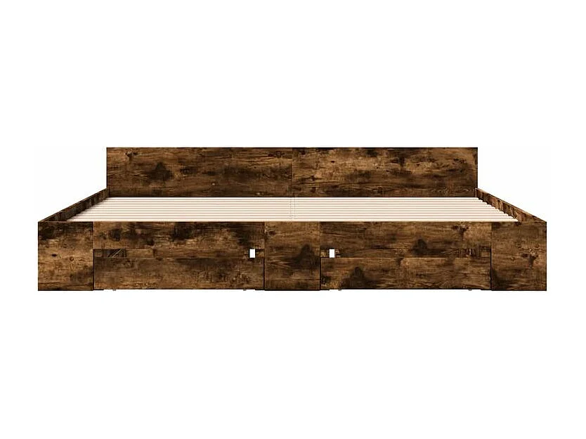 Cadre de lit à tiroirs chêne fumé 180x200 bois d'ingénierie