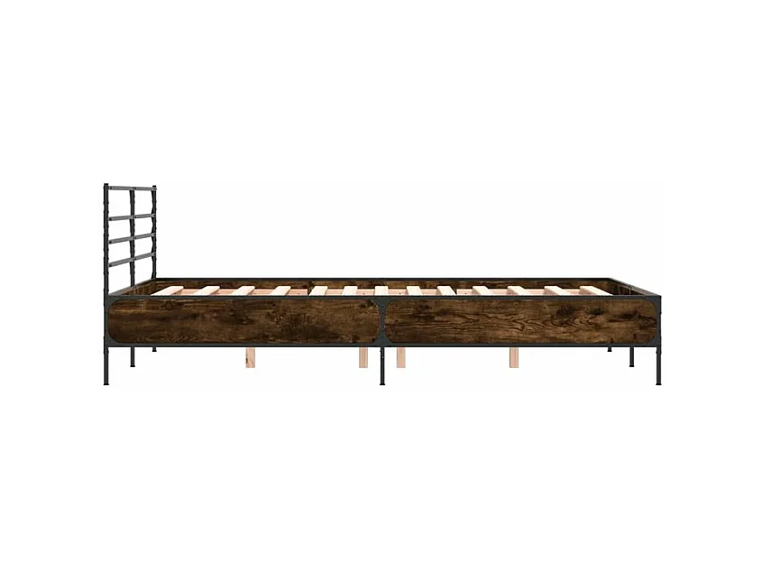 Cadre de lit chêne fumé 140x190 bois d'ingénierie et métal
