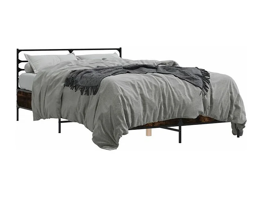 Cadre de lit chêne fumé 140x190 bois d'ingénierie et métal