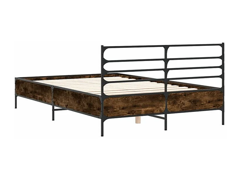 Cadre de lit chêne fumé 140x190 bois d'ingénierie et métal