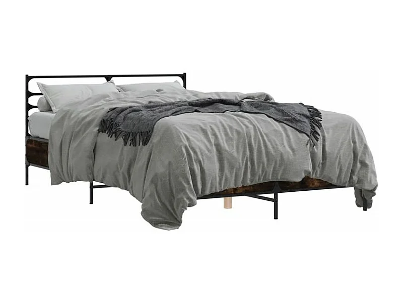 Cadre de lit chêne fumé 140x190 bois d'ingénierie et métal