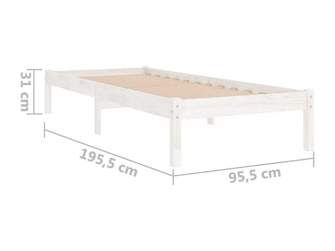 Lit Blanc Bois massif 90x190 Simple 9
