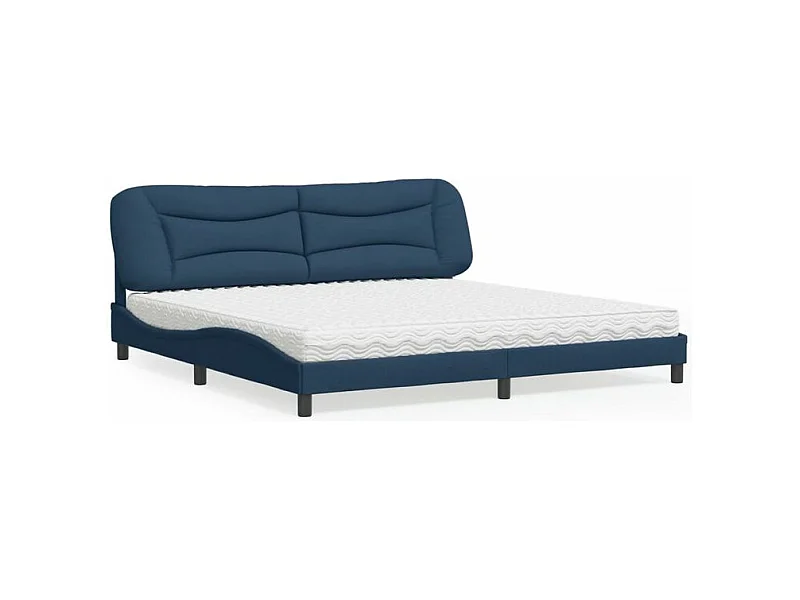 Lit avec matelas bleu 200x200 tissu