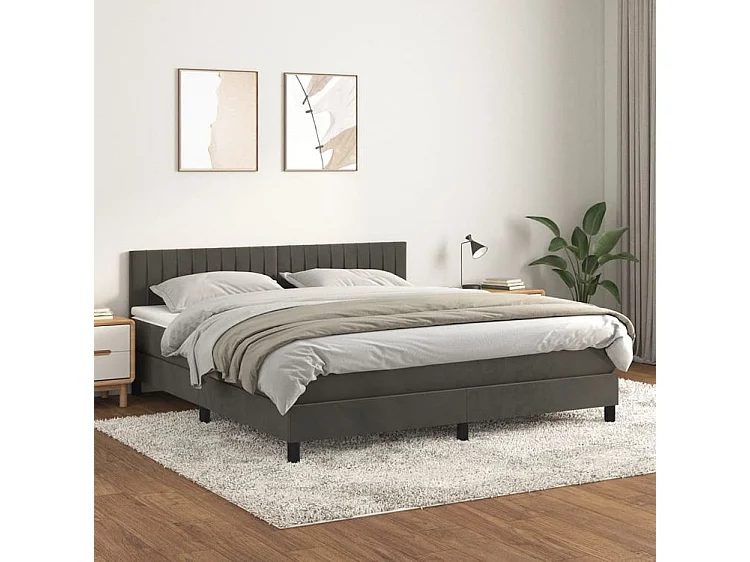 Sommier à lattes de lit et matelas Gris foncé 180x200 Velours
