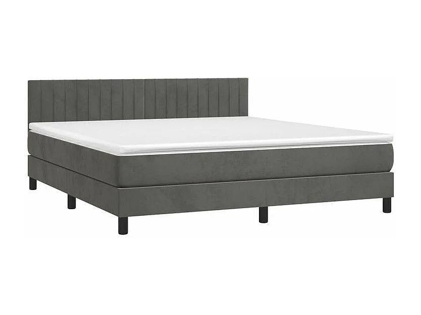 Sommier à lattes de lit et matelas Gris foncé 180x200 Velours