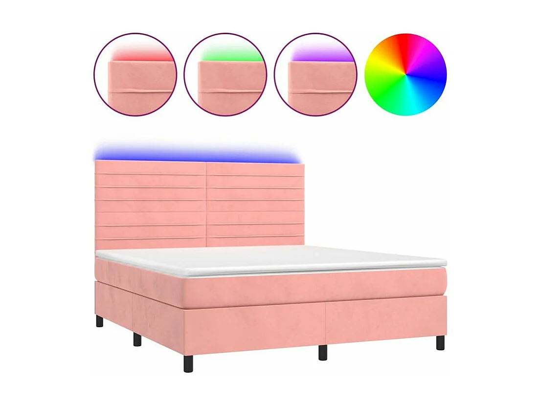 Sommier à lattes de lit avec matelas LED Rose 160x200 Velours