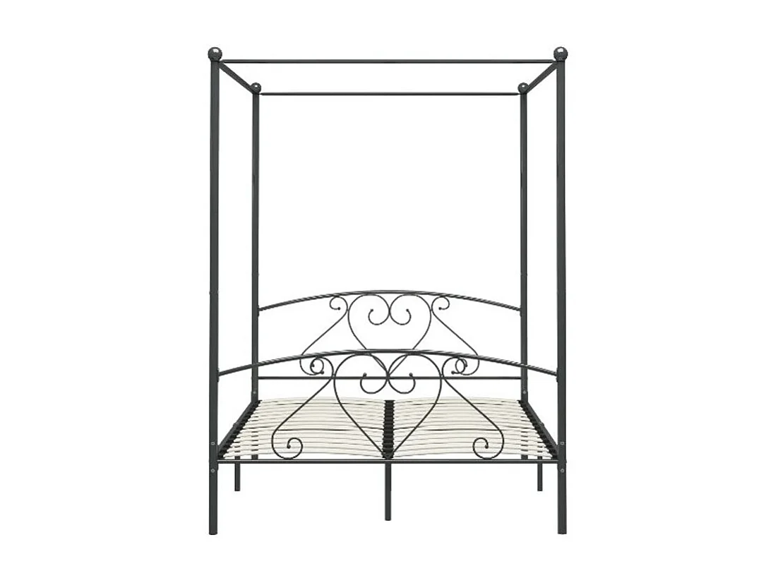 Lit à baldaquin métal gris Tommy 160x200