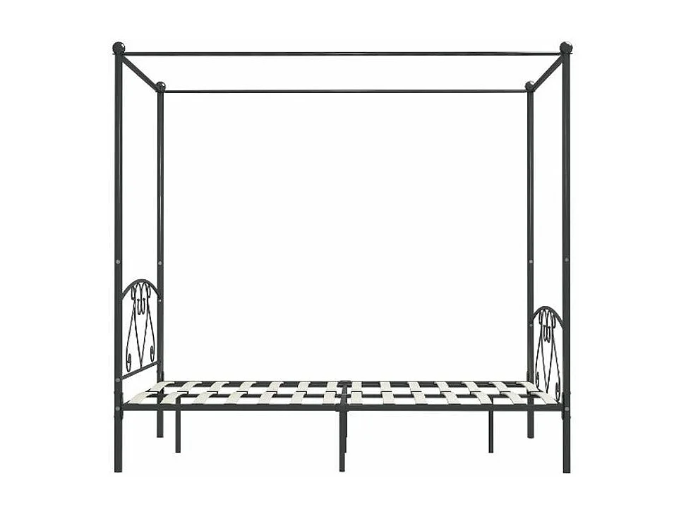 Lit à baldaquin métal gris Tommy 160x200