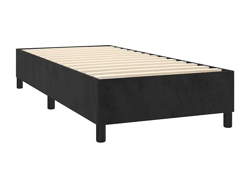 Sommier à lattes de lit matelas et LED Noir 90x190 Velours