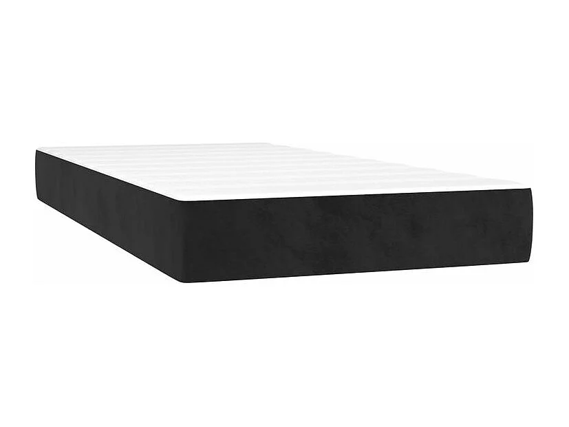 Sommier à lattes de lit matelas et LED Noir 90x190 Velours