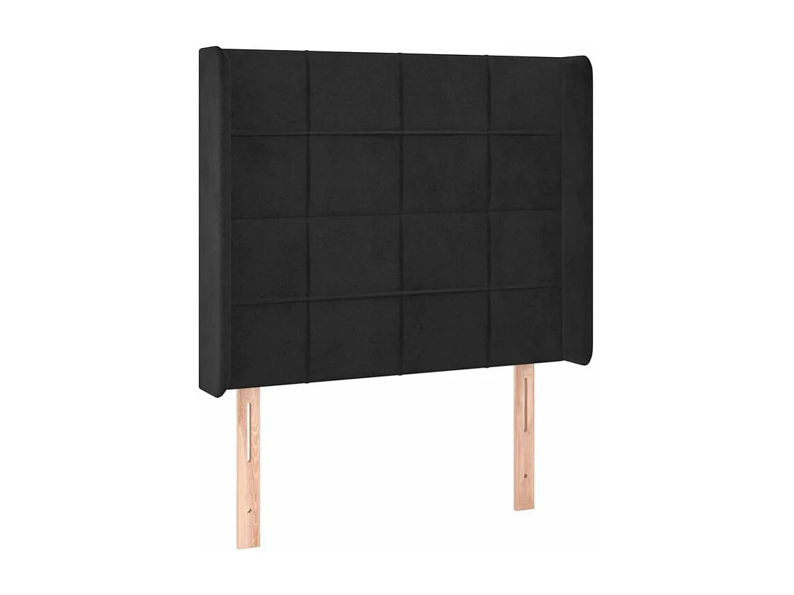 Sommier à lattes de lit matelas et LED Noir 90x190 Velours