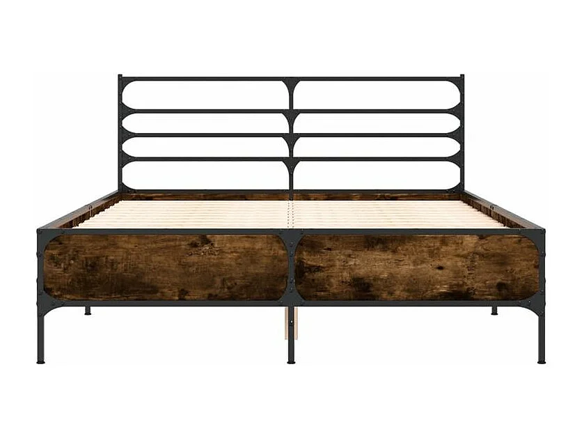 Cadre de lit chêne fumé 140x200 bois d'ingénierie et métal