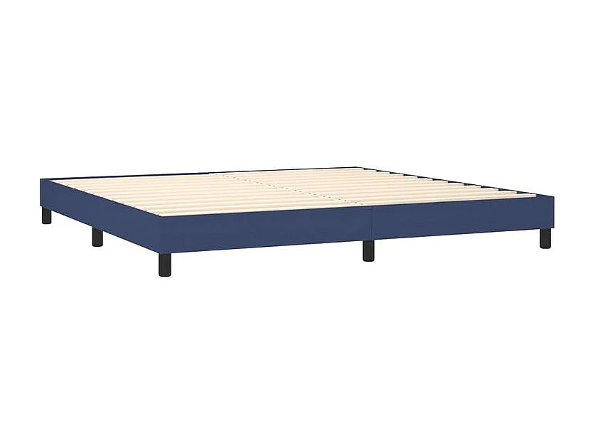 Sommier à lattes de lit et matelas et LED Bleu 200x200 Tissu