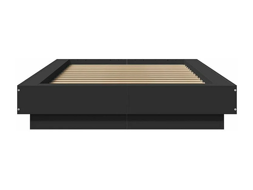 Cadre de lit avec lumières LED noir 75x190 bois d'ingénierie