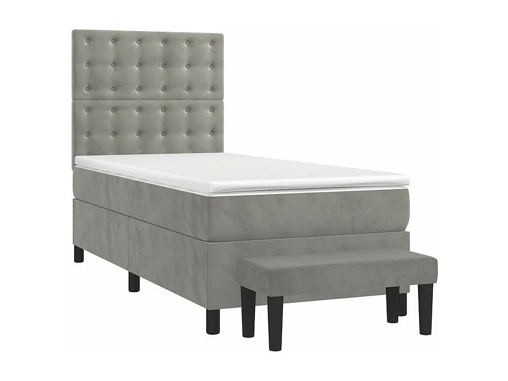 Sommier à lattes de lit et matelas Gris clair 90x190 Velours