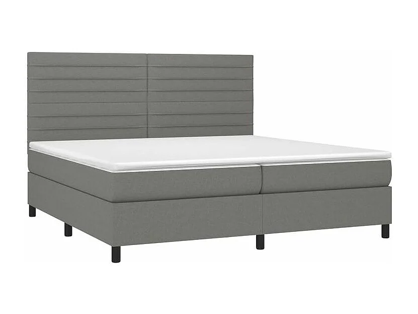 Sommier à lattes de lit et matelas et LED Gris foncé 200x200