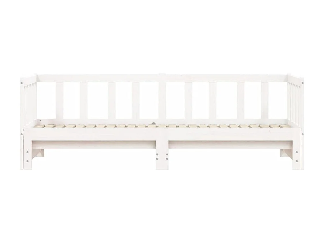 Lit de jour avec lit gigogne blanc 90x190 bois de pin massif