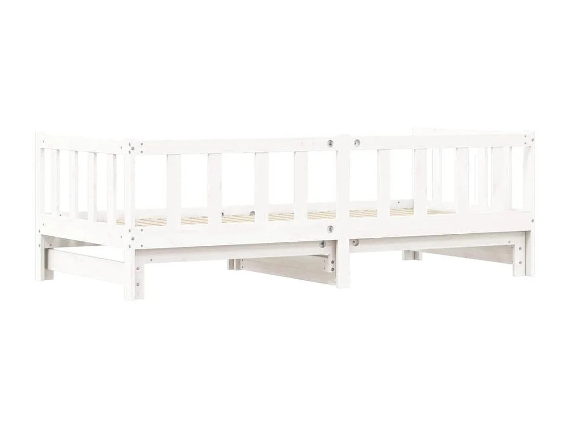 Lit de jour avec lit gigogne blanc 90x190 bois de pin massif