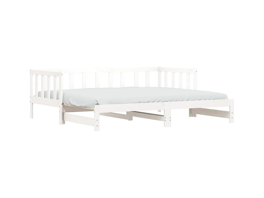 Lit de jour avec lit gigogne blanc 90x190 bois de pin massif