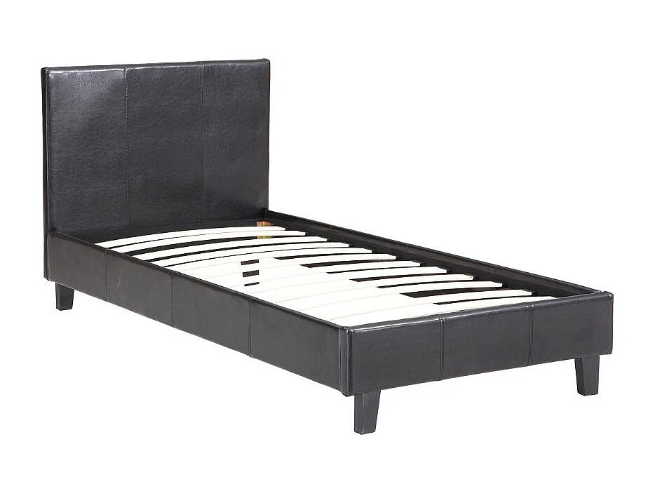 Lit 1 place simili cuir noir Diag 90x190