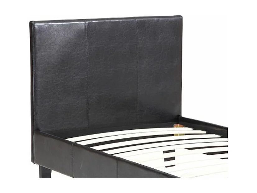 Lit 1 place simili cuir noir Diag 90x190