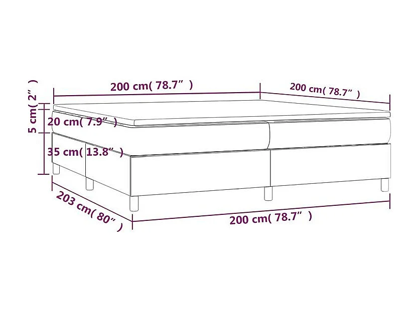 vidaXL Cama box spring con colchón terciopelo gris claro 200x200 cm