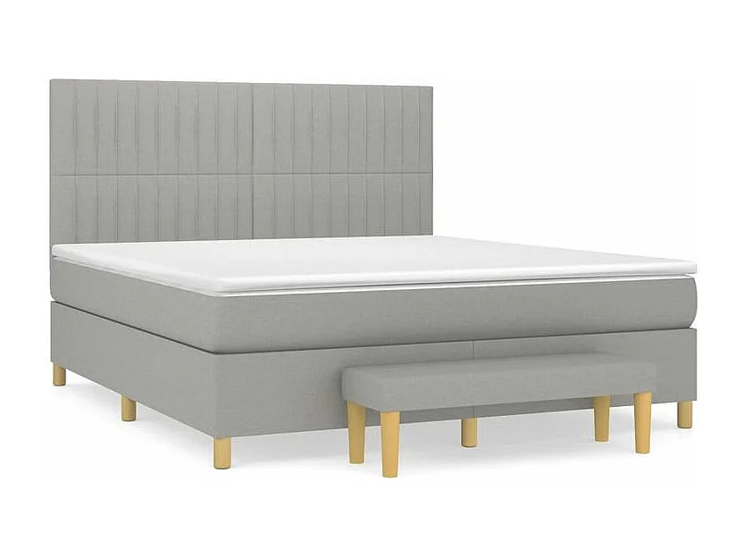 Sommier à lattes de lit avec matelas Gris clair 180x200 Tissu