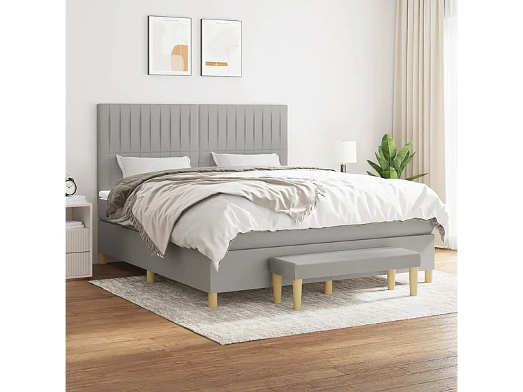 Sommier à lattes de lit avec matelas Gris clair 180x200 Tissu