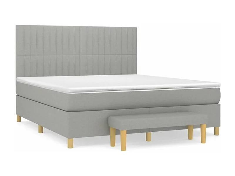 Sommier à lattes de lit avec matelas Gris clair 180x200 Tissu