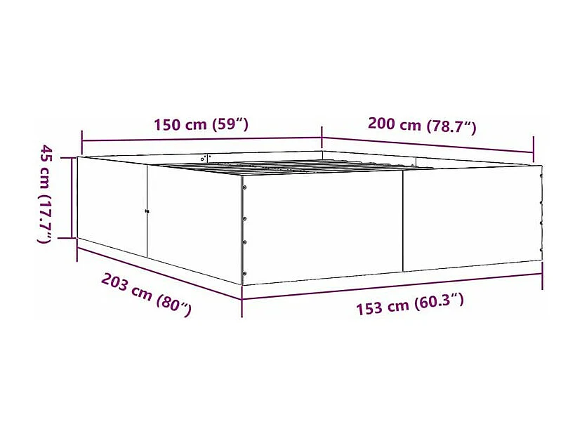 Cadre de lit sonoma gris 150x200 bois d'ingénierie