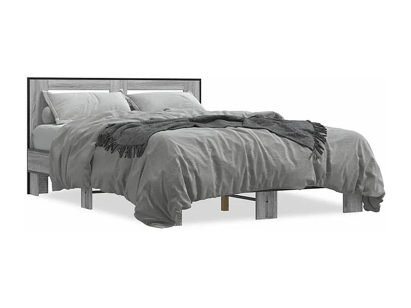 Cadre de lit sonoma gris 120x190 bois d'ingénierie et métal