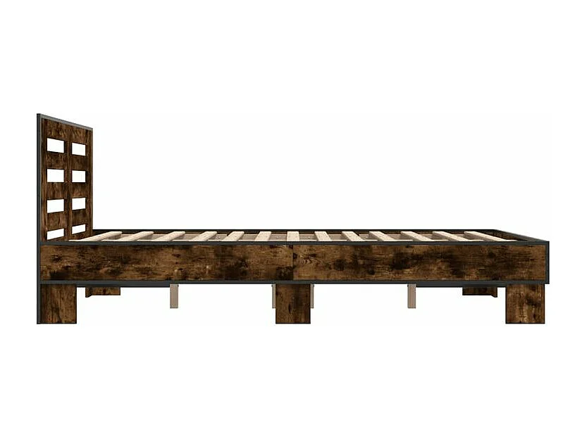 Cadre de lit chêne fumé 120x200 bois d'ingénierie et métal