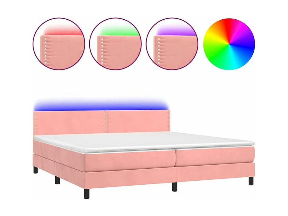 Sommier à lattes de lit avec matelas et LED Rose 200x200