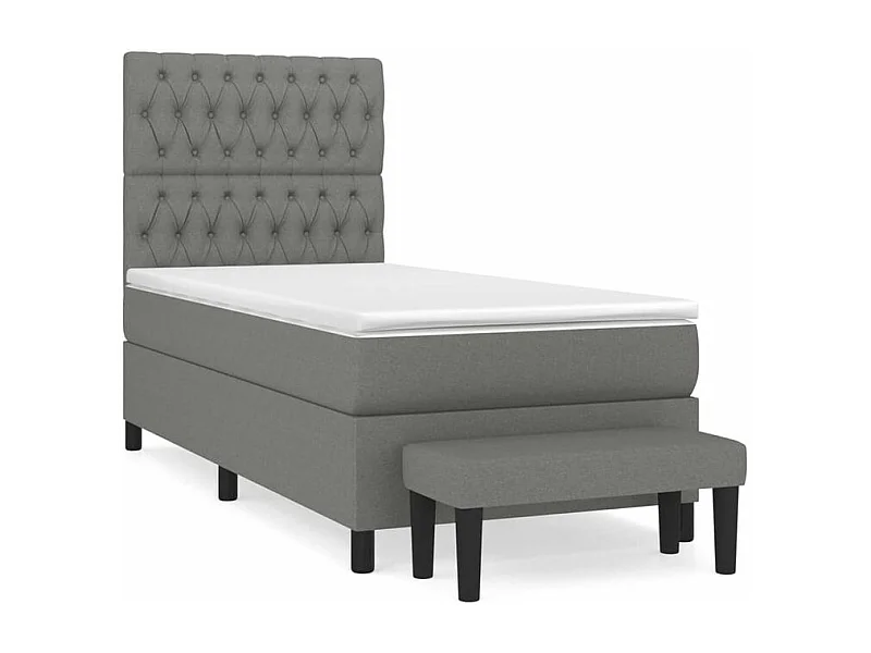 Sommier à lattes de lit et matelas Gris foncé 90x190 Tissu