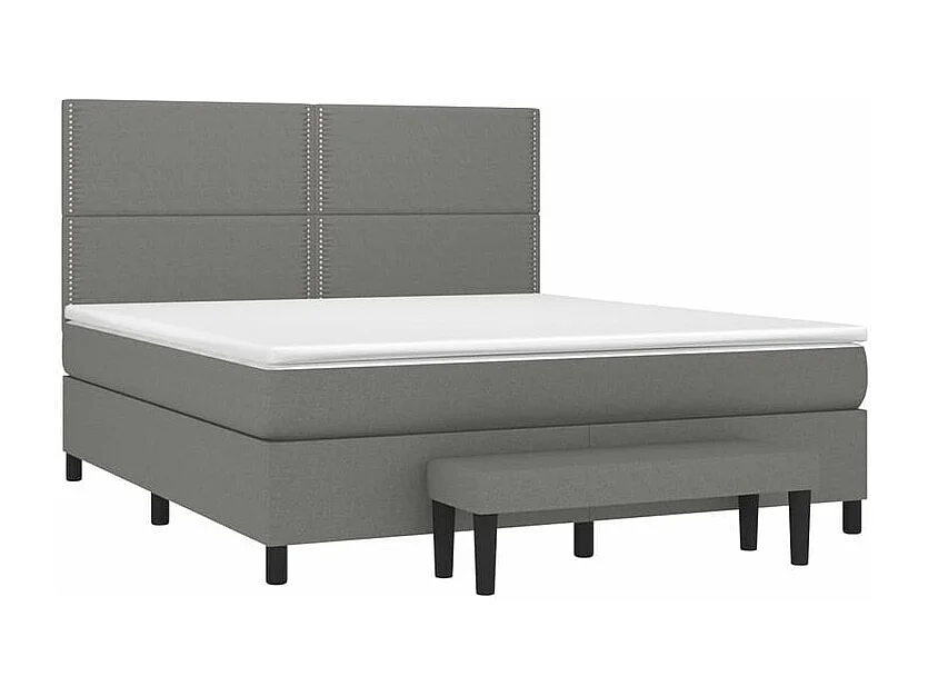 Sommier à lattes de lit avec matelas Gris foncé 160x200 Tissu