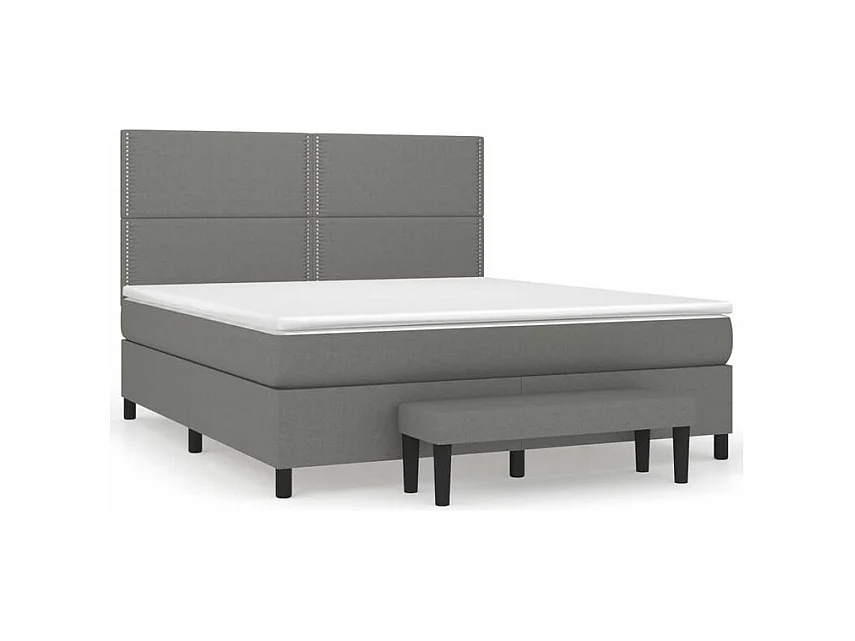 Sommier à lattes de lit avec matelas Gris foncé 160x200 Tissu