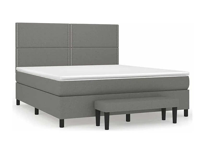 Sommier à lattes de lit avec matelas Gris foncé 160x200 Tissu