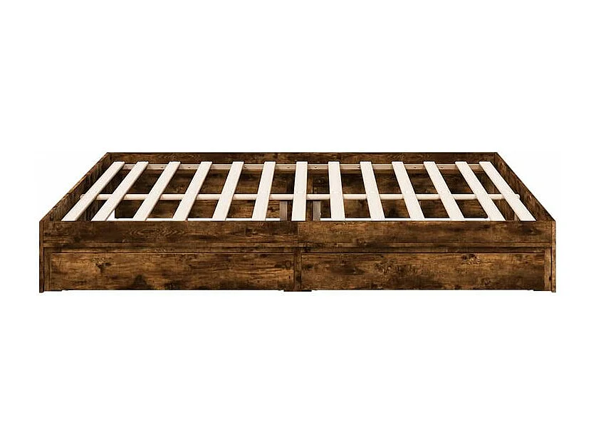 Cadre de lit à tiroirs chêne fumé 180x200 bois d'ingénierie