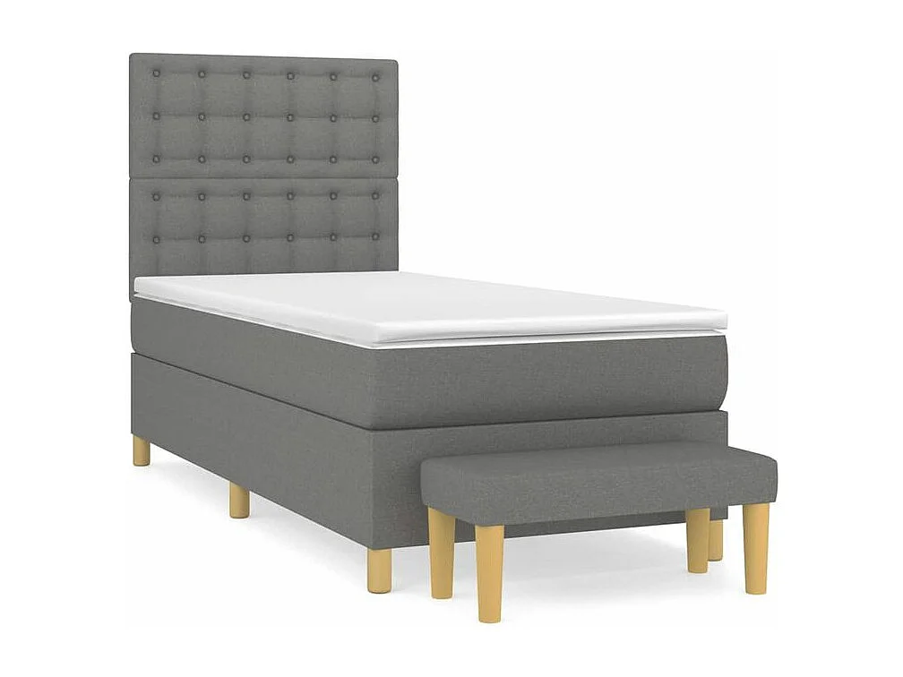 Sommier à lattes de lit avec matelas Gris foncé 100x200 Tissu