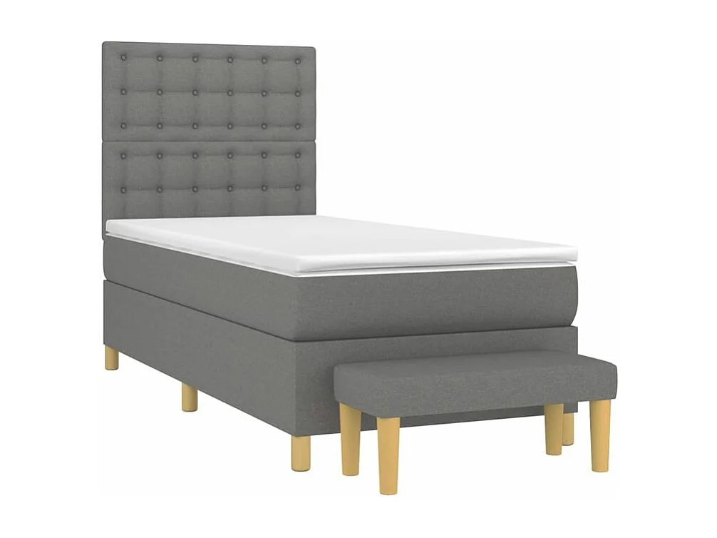Sommier à lattes de lit avec matelas Gris foncé 100x200 Tissu