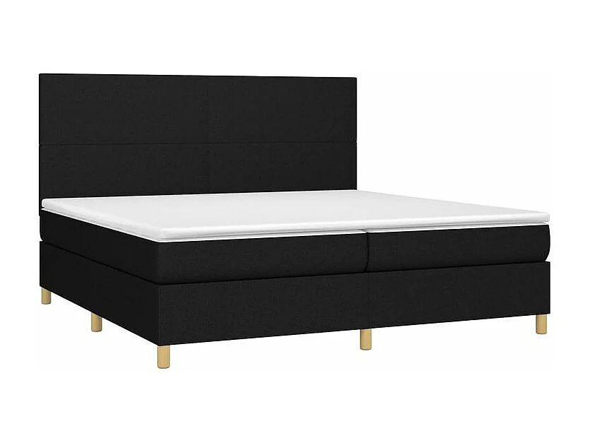 Sommier à lattes de lit avec matelas Noir 200x200 Tissu