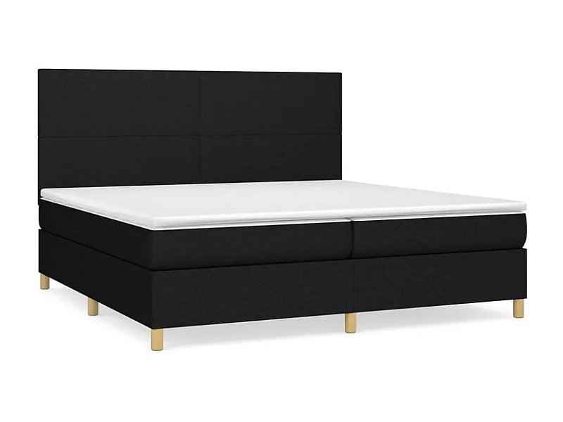 Sommier à lattes de lit avec matelas Noir 200x200 Tissu