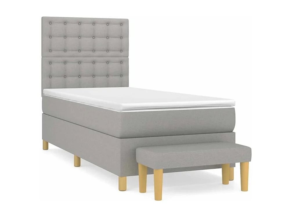 Sommier à lattes de lit avec matelas Gris clair 100x200 Tissu