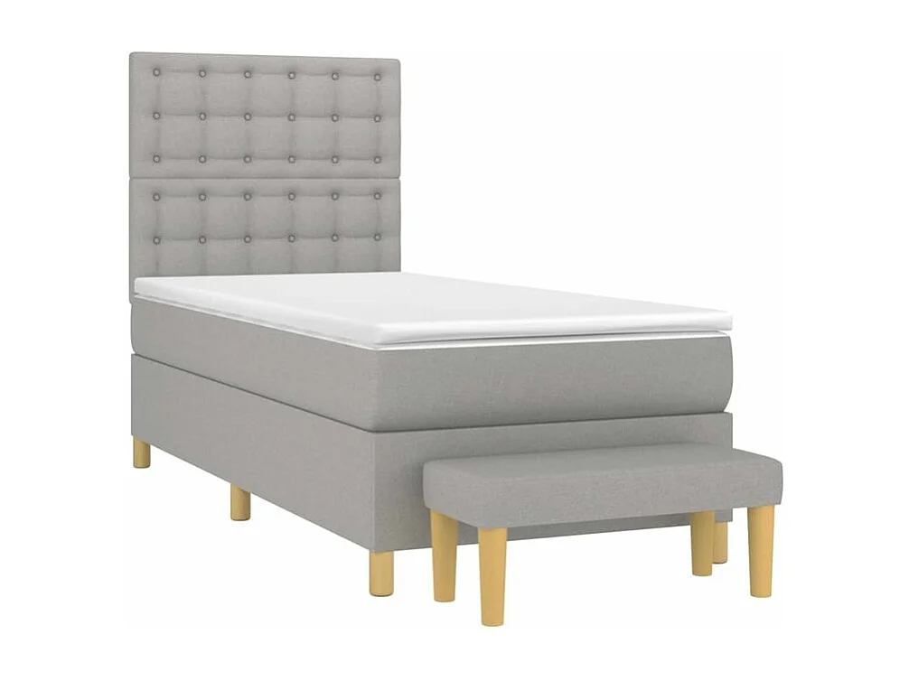 Sommier à lattes de lit avec matelas Gris clair 100x200 Tissu