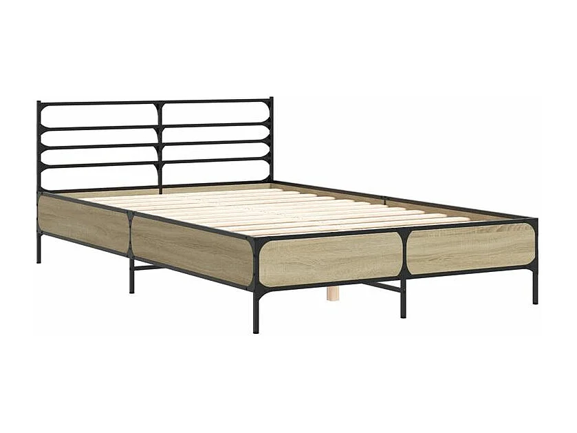 Cadre de lit chêne sonoma 120x190 bois d'ingénierie et métal