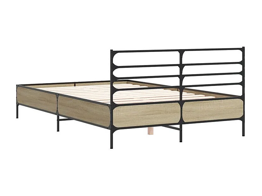 Cadre de lit chêne sonoma 120x190 bois d'ingénierie et métal