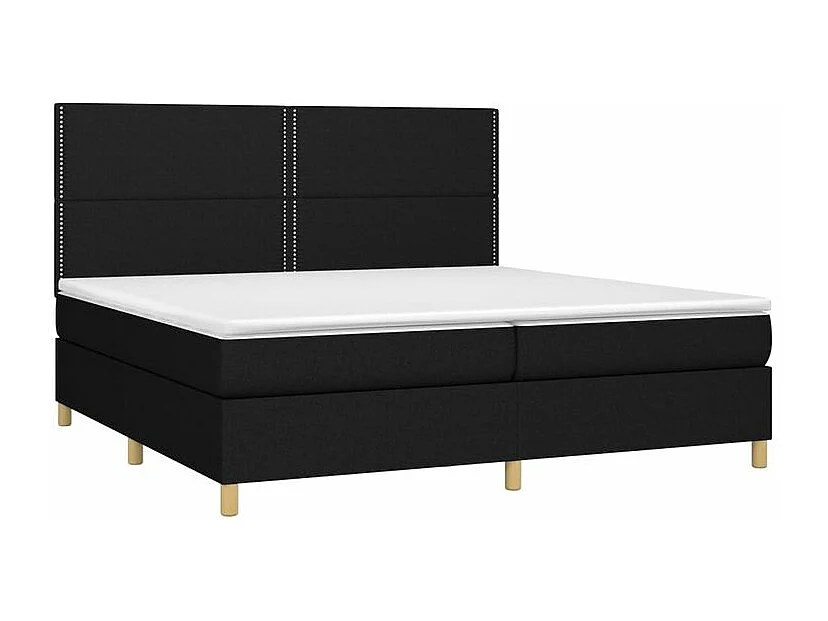 Sommier à lattes de lit et matelas et LED Noir 200x200 Tissu