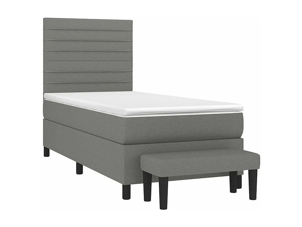 Sommier à lattes de lit avec matelas Gris foncé 100x200 Tissu